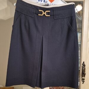 Ann Taylor Navy Skirt with Gold Accent